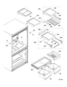 FF SHELVES Diagram and Parts List for PDRF2MBXARBB  General Electric Refrigerator