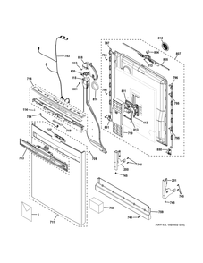 Escutcheon And Door Assembly Diagram and Parts List for PDP755SYRBFS  General Electric Dishwasher
