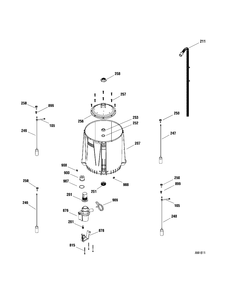 TUB Diagram and Parts List for MHDSE165H0WW  General Electric Washer