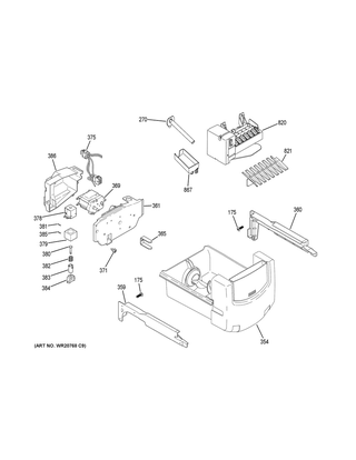 Ice Maker & Dispenser Diagram and Parts List for GSE25HGHKHWW  General Electric Refrigerator