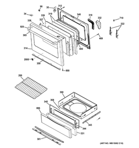 Door & Drawer Parts Diagram and Parts List for CGS975SED4SS  General Electric Range