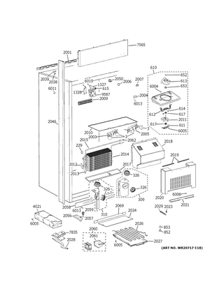 Cabinet Diagram and Parts List for ZIRS360NNBRH  General Electric Refrigerator
