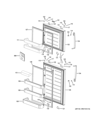 Doors Diagram and Parts List for XTS21FSKBSS  General Electric Refrigerator
