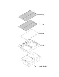 Fresh Food Shelves Diagram and Parts List for GTE19DTNDRBB  General Electric Refrigerator