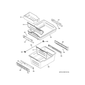Freezer Shelves Diagram and Parts List for GNE27JGMZFBB  General Electric Refrigerator