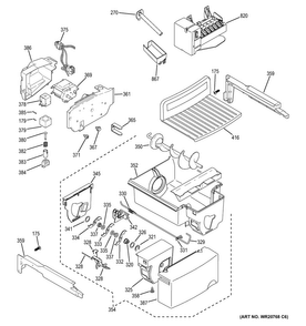 Ice Maker & Dispenser Diagram and Parts List for GSS25CGHBCWW  General Electric Refrigerator