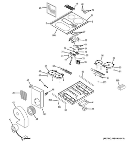 Control Panel & Cooktop Diagram and Parts List for PP9830SJ1SS  General Electric Cooktop