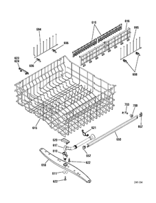 UPPER RACK Diagram and Parts List for PDW7712J01BB  General Electric Dishwasher