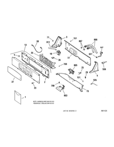 CONTROLS & BACKSPLASH Diagram and Parts List for WBSE7003A0WW  General Electric Washer