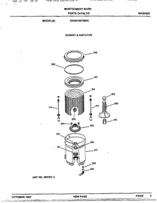 Basket/agitator Diagram and Parts List for SIG60100T0WG  General Electric Washer