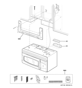 Installation Parts Diagram and Parts List for PVM9179SF2SS  General Electric Microwave