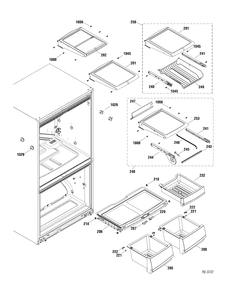 FF SHELVES Diagram and Parts List for PDRS0MBYALSS  General Electric Refrigerator