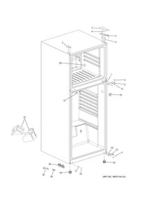 Case Parts Diagram and Parts List for GPE12FSKBSB  General Electric Refrigerator