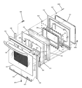 Door Diagram and Parts List for JBP71CF1CC  General Electric Range