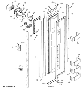 FREEZER DOOR Diagram and Parts List for ZISB360DXD  General Electric Refrigerator