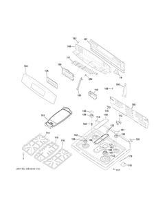 Control Panel & Cooktop Diagram and Parts List for JGB750SEF1SS  General Electric Range