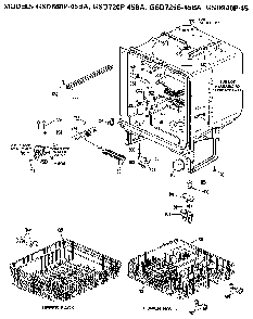 Tub Assembly Diagram and Parts List for GSD940P-45  General Electric Dishwasher