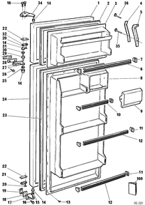 DOOR ASSEMBLY Diagram and Parts List for 32120-2  General Electric Refrigerator