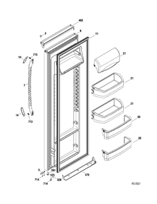 FF DOOR Diagram and Parts List for MSR23IETAWW  General Electric Refrigerator