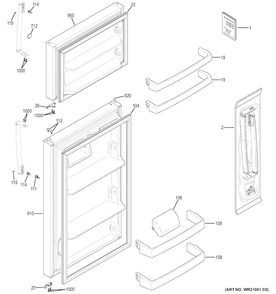 Doors Diagram and Parts List for GIE18ISHERSS  General Electric Refrigerator