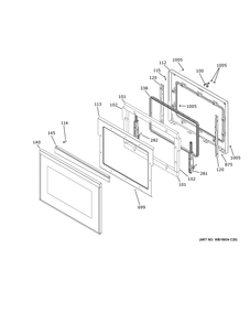 Upper Door Diagram and Parts List for ZTDX1DSSN3SS  General Electric Wall Oven
