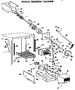 Freezer Section Diagram and Parts List for TBX25RMMWHD  General Electric Refrigerator