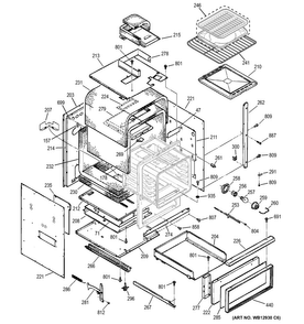 Body Parts Diagram and Parts List for JGRP20BEJ2BB  General Electric Wall Oven