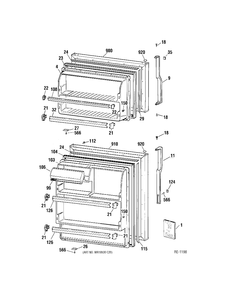 DOORS Diagram and Parts List for MTS16GBMDRWW  General Electric Refrigerator