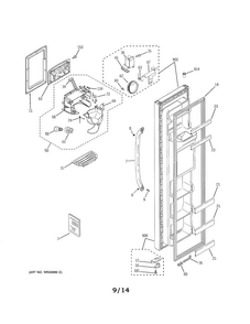 Freezer Door Diagram and Parts List for GSH25JGDDWW  General Electric Refrigerator