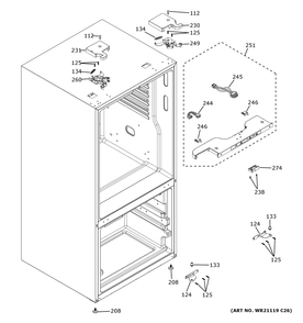 Case Parts Diagram and Parts List for GNE25JGKZFBB  General Electric Refrigerator