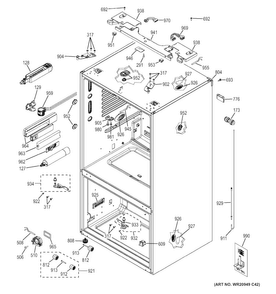 Case Parts Diagram and Parts List for CYE22TSHHSS  General Electric Refrigerator