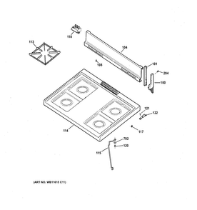 Control Panel & Cooktop Diagram and Parts List for RGB518PCD2CT  Hotpoint Range