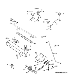 Gas & Burner Parts Diagram and Parts List for JGBS60GLK1SA  General Electric Range