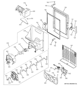 Ice Maker & Dispenser Diagram and Parts List for PFE29PSDDSS  General Electric Refrigerator