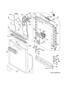 Escutcheon And Door Assembly Diagram and Parts List for PDP795SYV3FS  General Electric Dishwasher