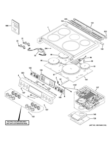 Control Panel And Cooktop Diagram and Parts List for CHS950P4M7W2  General Electric Range