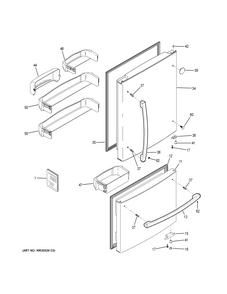 Doors Diagram and Parts List for GBS20EGHBRBB  General Electric Refrigerator