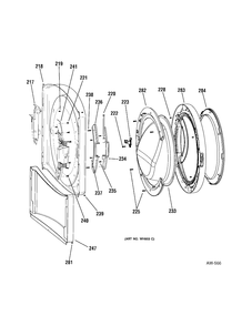 DOOR Diagram and Parts List for GCVH6260F0GG  General Electric Washer