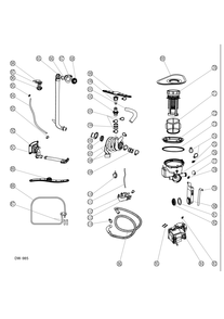 SUMP & MOTOR MECHANISM Diagram and Parts List for GDT596SSH0SS  General Electric Dishwasher