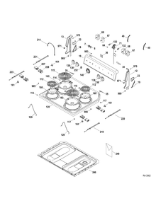 CONTROLS & COOKTOP Diagram and Parts List for MCBS523R1WW  General Electric Range
