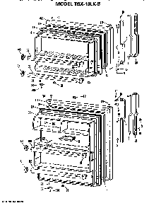 Doors Diagram and Parts List for TBX18LKBR  General Electric Refrigerator