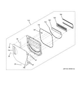 Dryer Door Assembly Diagram and Parts List for GTUP240EM6WW  General Electric Washer Dryer Combo