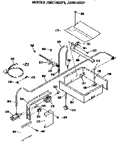 Burner Assembly Diagram and Parts List for JGRC14GEP1  General Electric Wall Oven
