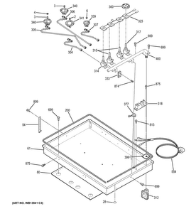 Gas & Burner Parts Diagram and Parts List for JGP329DET2WW  General Electric Cooktop
