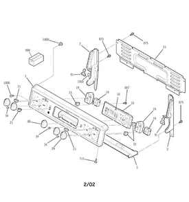 Control Panel Diagram and Parts List for JBP78DD1CC  General Electric Range