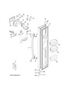 Freezer Door Diagram and Parts List for PSE25KYHHHFS  General Electric Refrigerator