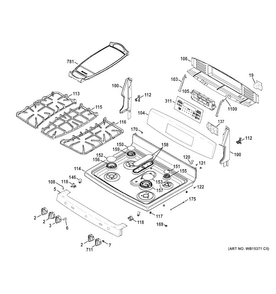 Part Location Diagram of WB07X21007 GE OVERLAY T012