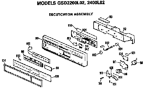 Control Panel Diagram and Parts List for GSD2200L02BW  General Electric Dishwasher