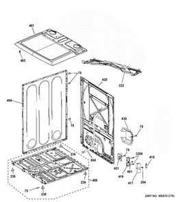 Cabinet And Top Panel Diagram and Parts List for GTX65EBSJ2WS  General Electric Dryer