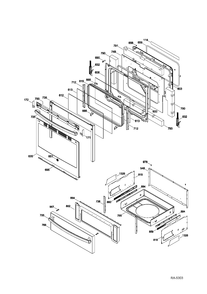 DOOR & DRAWER Diagram and Parts List for JCB870SF1SS  General Electric Range